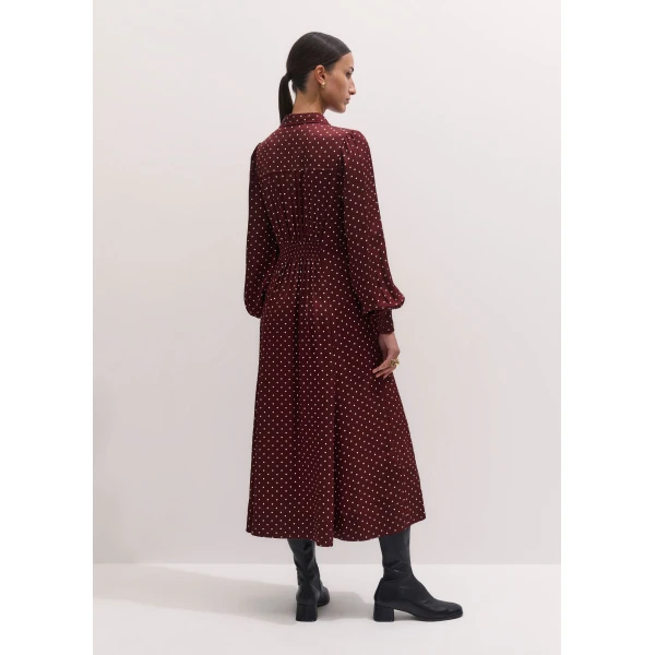 ME+EM Fit + Flare Midi Dress in Wine Red/Cream