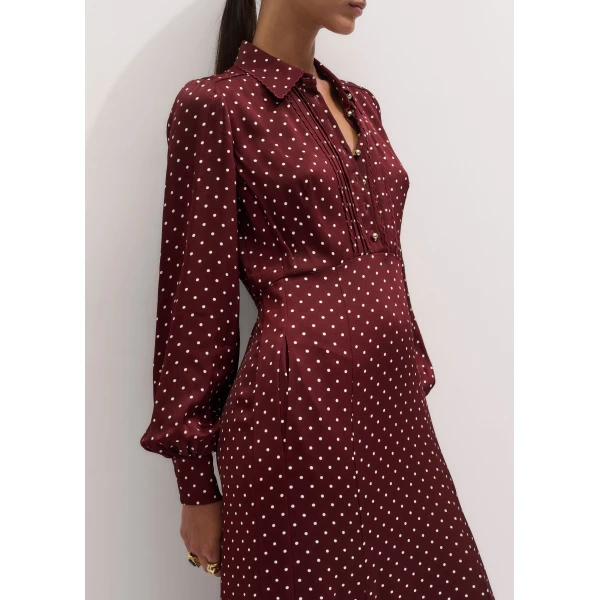 ME+EM Fit + Flare Midi Dress in Wine Red/Cream