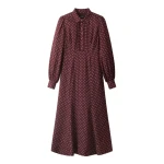 ME+EM Fit + Flare Midi Dress in Wine Red/Cream