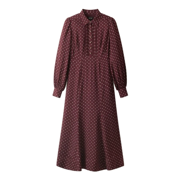 ME+EM Fit + Flare Midi Dress in Wine Red/Cream
