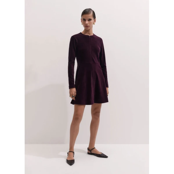 ME+EM Fit + Flare Short Dress in Merlot Red