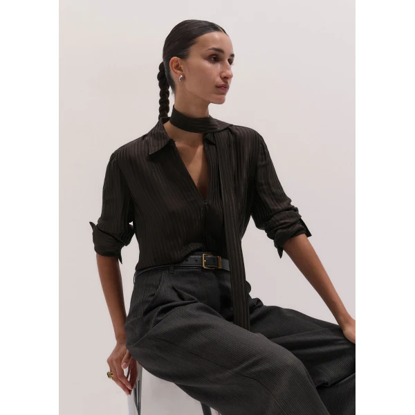 ME+EM Fluid Straight Shirt in Chocolate Brown