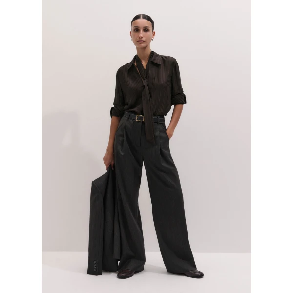 ME+EM Fluid Straight Shirt in Chocolate Brown