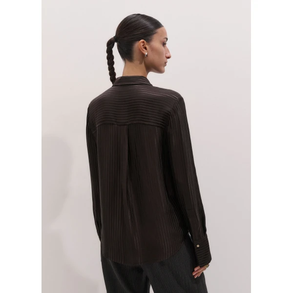 ME+EM Fluid Straight Shirt in Chocolate Brown