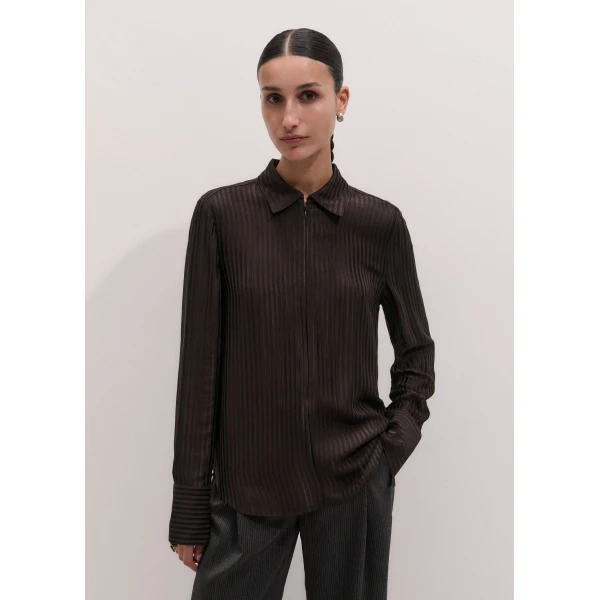 ME+EM Fluid Straight Shirt in Chocolate Brown