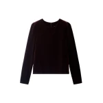 ME+EM Fluid Velour Long Puff Sleeve Top in Dark Chocolate | T-shirts | Coveti