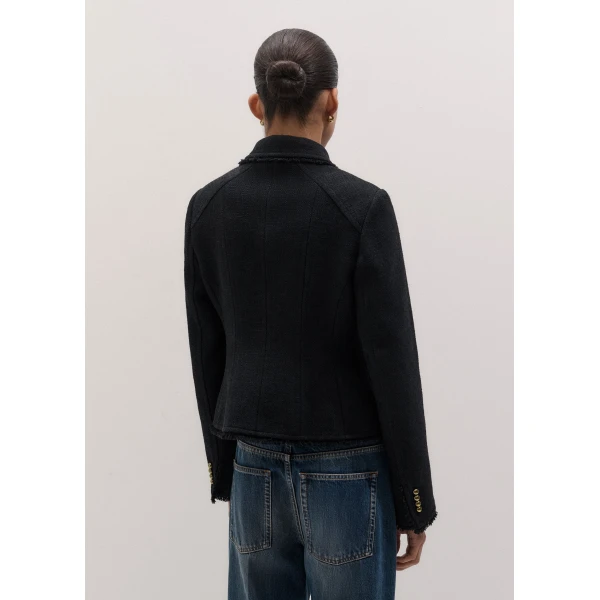 ME+EM Fringe Peplum Jacket in Black