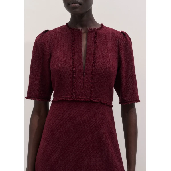 ME+EM Fringe Slim Midi Dress in Merlot