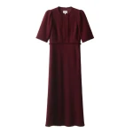 ME+EM Fringe Slim Midi Dress in Merlot