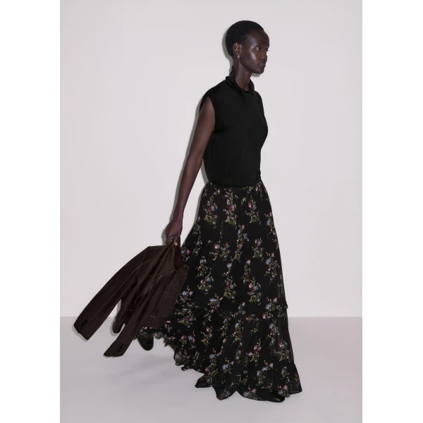 ME+EM Full-Length Skirt in Black Multi