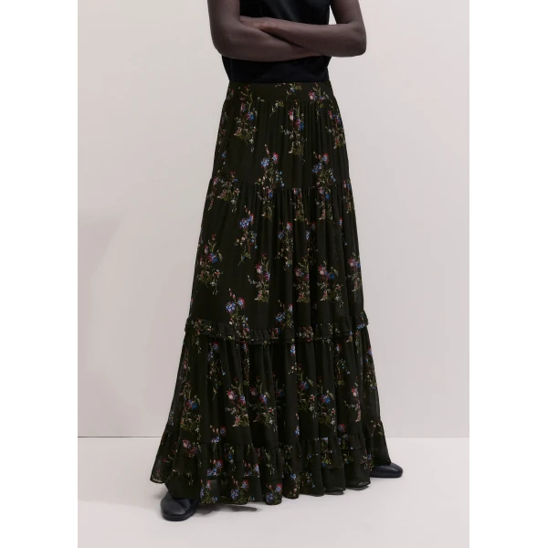 ME+EM Full-Length Skirt in Black Multi