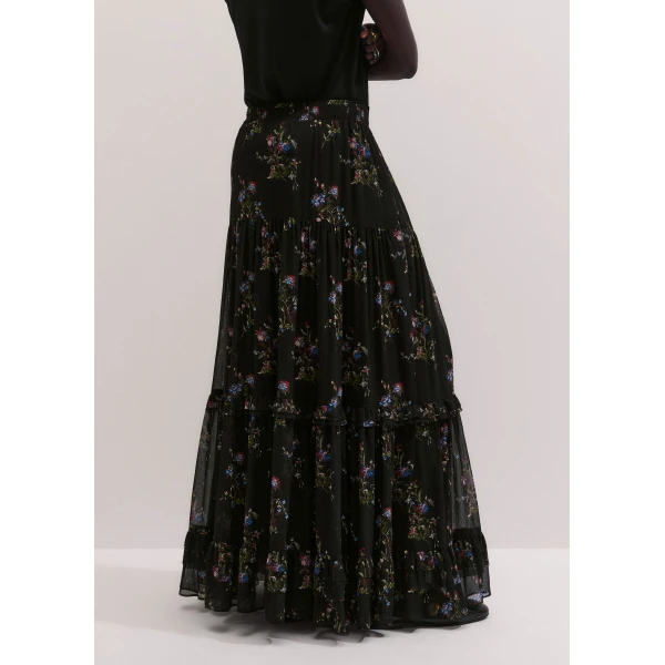 ME+EM Full-Length Skirt in Black Multi