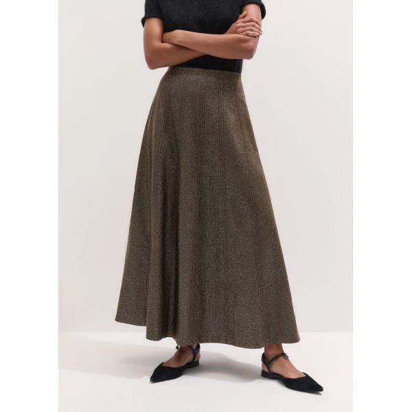 ME+EM Full-Length Skirt in Gold/Brown, view 4 | Maxi Skirts | Coveti