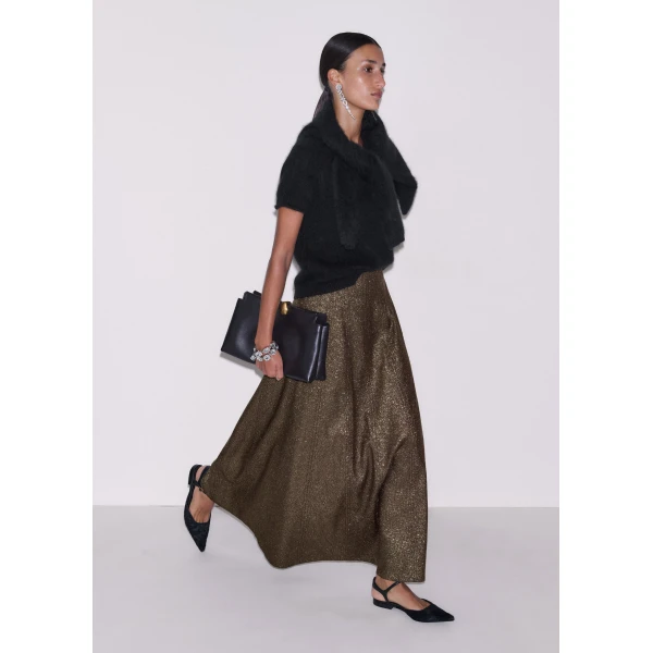 ME+EM Full-Length Skirt in Gold/Brown, view 5 | Maxi Skirts | Coveti