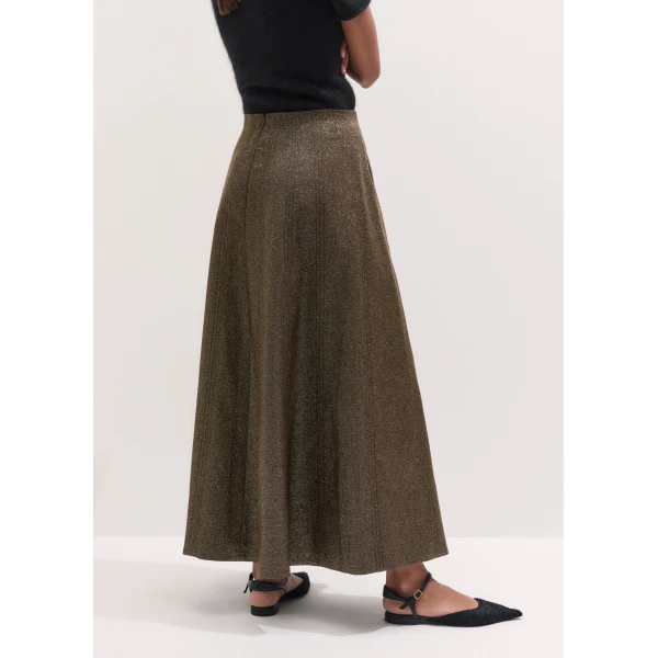 ME+EM Full-Length Skirt in Gold/Brown, view 6 | Maxi Skirts | Coveti