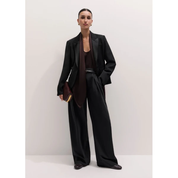 ME+EM Gathered Waist Taper Trouser in Black