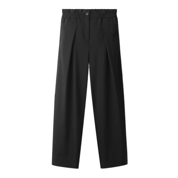 ME+EM Gathered Waist Taper Trouser in Black