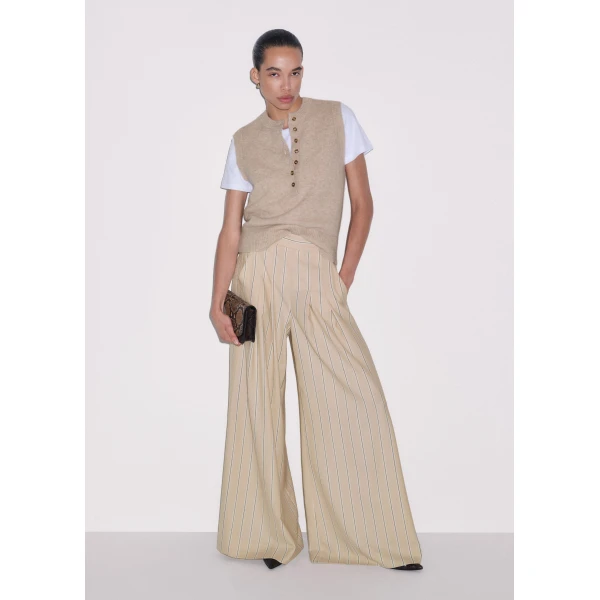 ME+EM Henley Knit Vest in Oatmeal Mélange