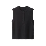 ME+EM Henley Straight Knit Vest in Navy | Sweaters | Coveti