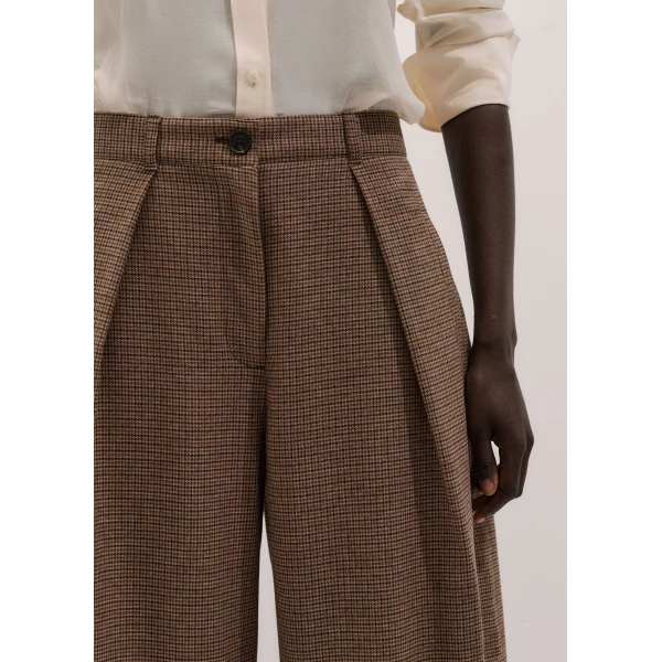 ME+EM Heritage Barrel Trouser in Pecan Brown Multi