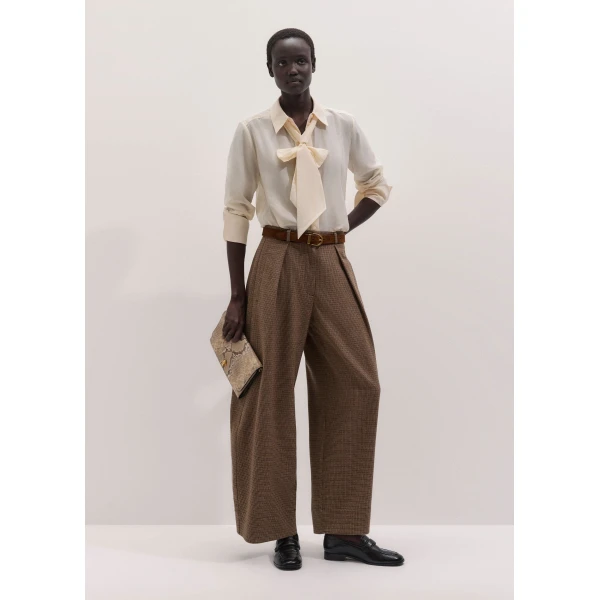 ME+EM Heritage Barrel Trouser in Pecan Brown Multi