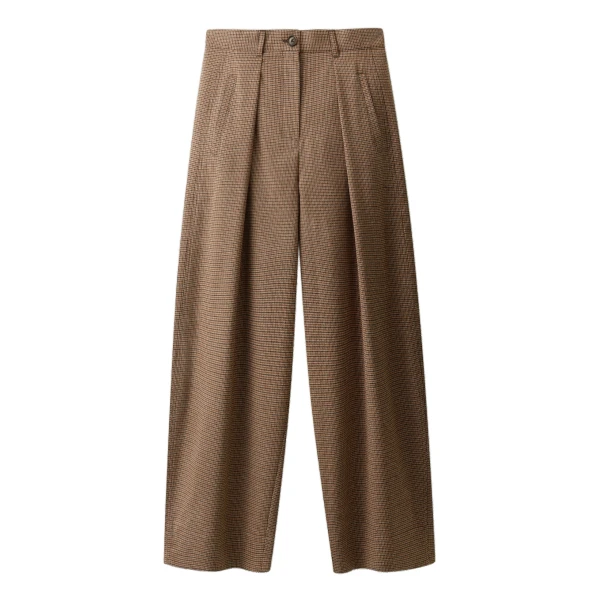 ME+EM Heritage Barrel Trouser in Pecan Brown Multi