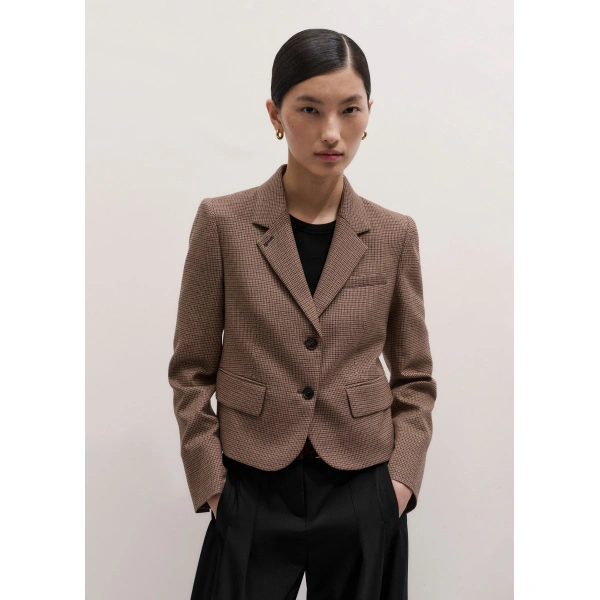 ME+EM Heritage Crop Slim Blazer in Pecan Brown Multi, view 5 | Blazers | Coveti