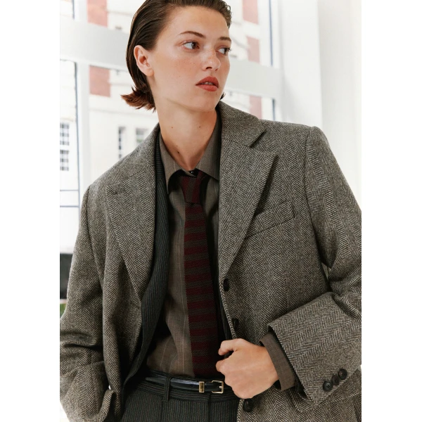 ME+EM Heritage Oversized Coat in Grey Mélange, view 3 | Coats | Coveti