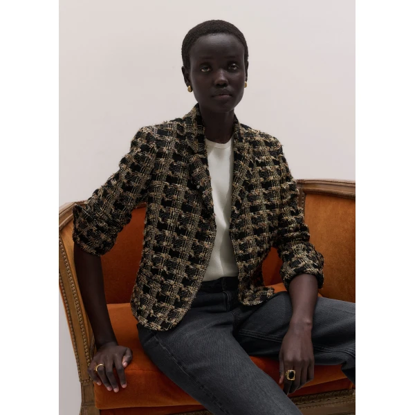 ME+EM Heritage Short Jacket in Black Multi, view 2 | Jackets | Coveti