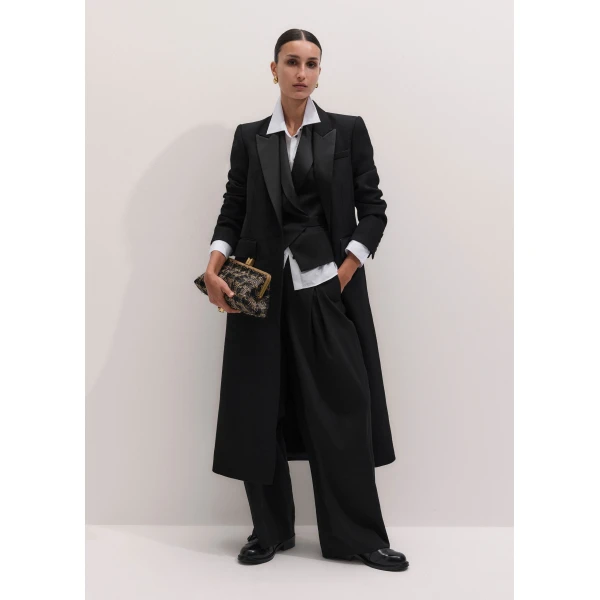 ME+EM Heritage Top Frame Clutch in Black/Gold, view 3 | Clutch Bags | Coveti