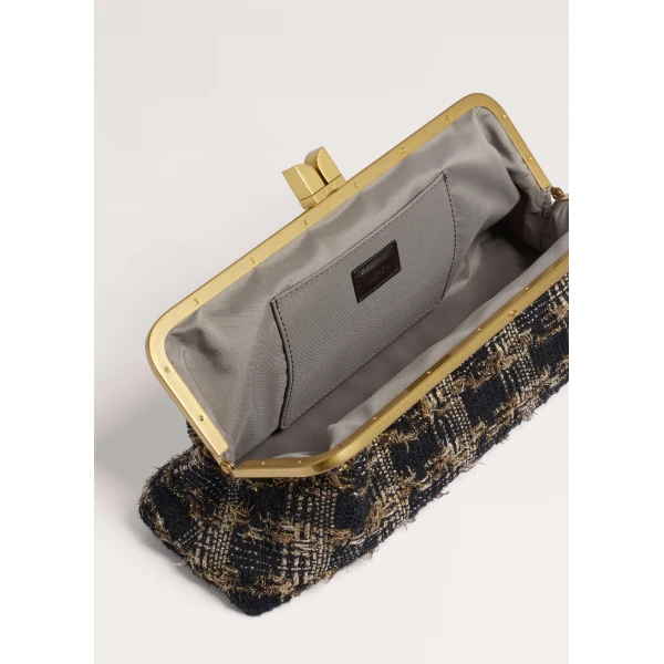 ME+EM Heritage Top Frame Clutch in Black/Gold, view 4 | Clutch Bags | Coveti