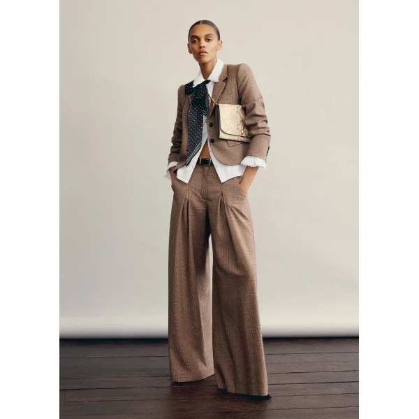 ME+EM Heritage Very Wide Trouser in Pecan Brown Multi