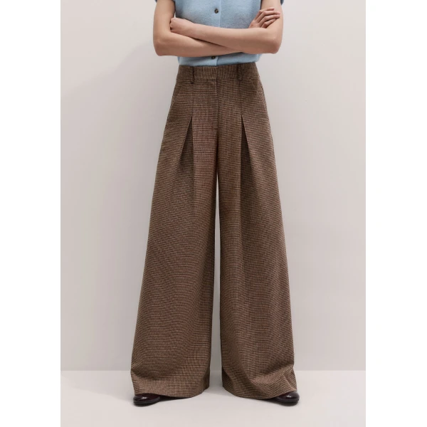 ME+EM Heritage Very Wide Trouser in Pecan Brown Multi
