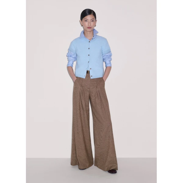ME+EM Heritage Very Wide Trouser in Pecan Brown Multi