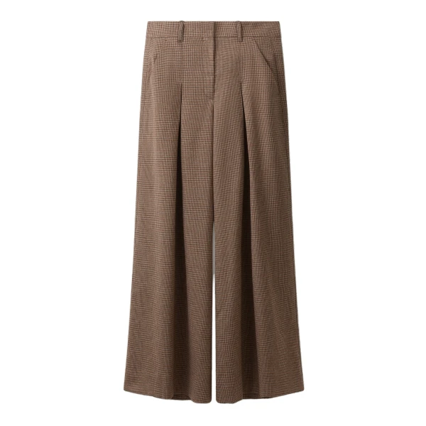 ME+EM Heritage Very Wide Trouser in Pecan Brown Multi