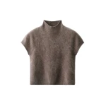 ME+EM High Neck Baby Tee in Heather Brown Mélange | T-shirts | Coveti