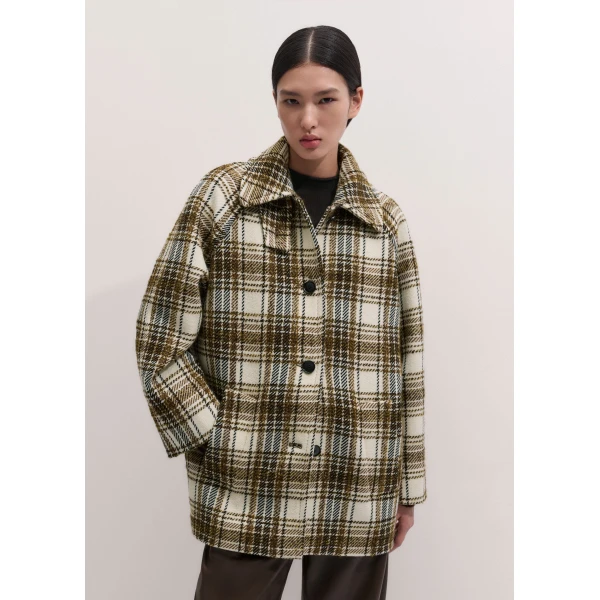 ME+EM High Neck Cocoon Coat in Bronzed Olive
