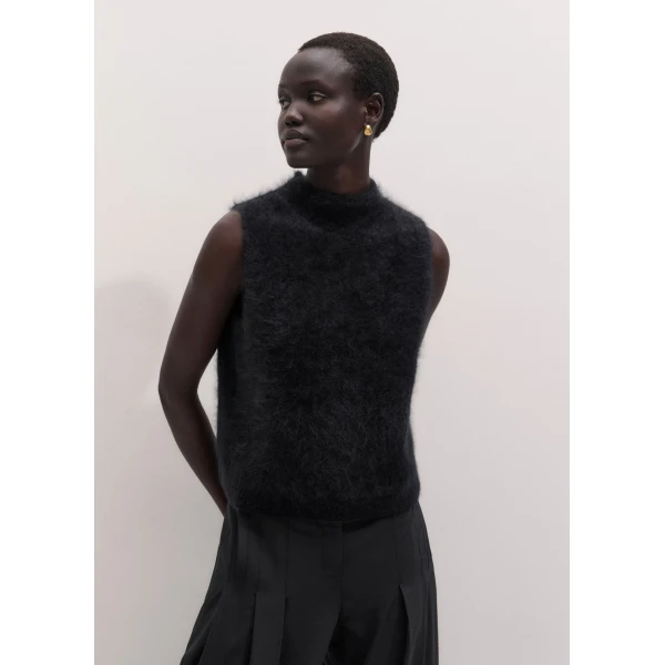 ME+EM High Neck Knit Vest in Black, view 2 | Sweaters | Coveti