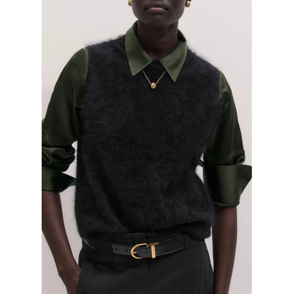 ME+EM High Neck Knit Vest in Black, view 3 | Sweaters | Coveti