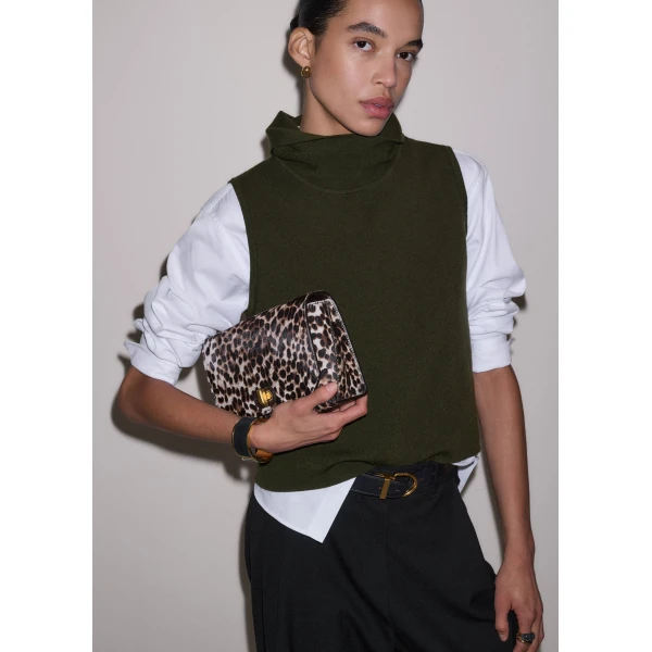 ME+EM High Neck Knit Vest in Rich Olive Green
