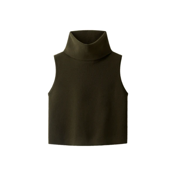 ME+EM High Neck Knit Vest in Rich Olive Green