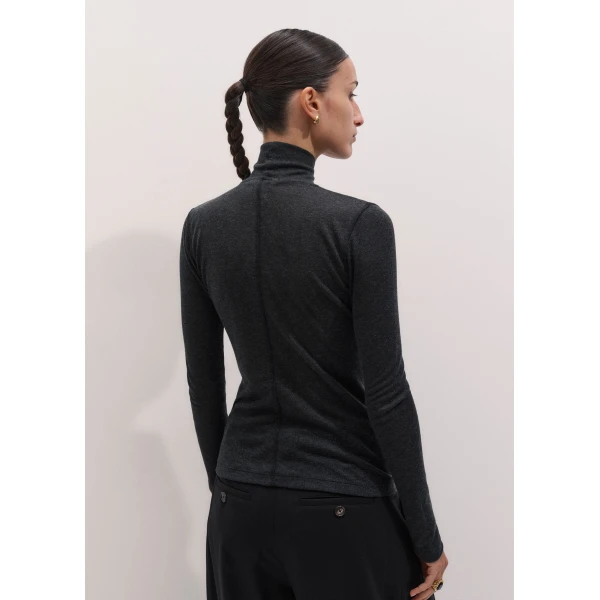 ME+EM High Neck Layering Top in Charcoal Mélange
