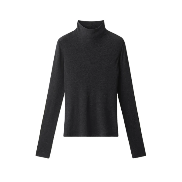 ME+EM High Neck Layering Top in Charcoal Mélange