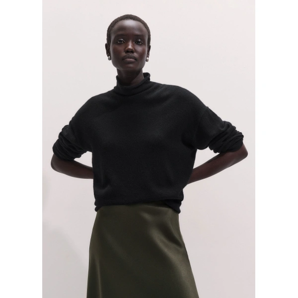 ME+EM High Neck Relaxed Jumper in Black, view 2 | Sweaters | Coveti