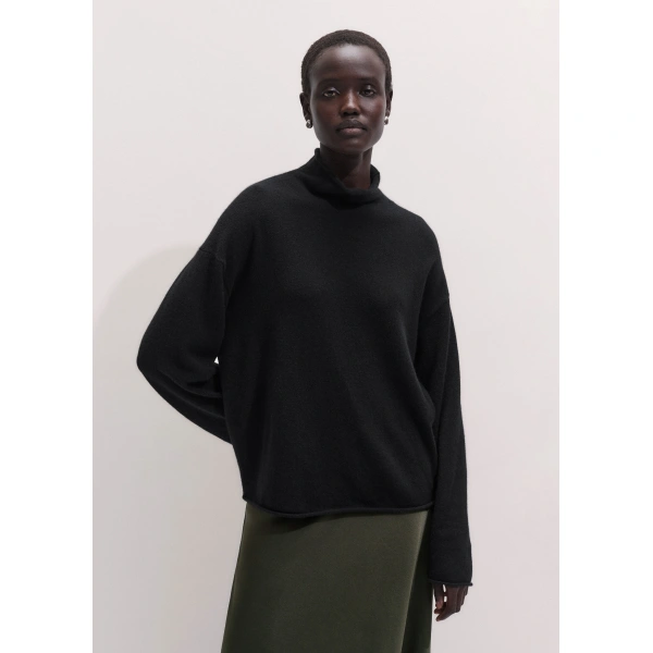 ME+EM High Neck Relaxed Jumper in Black, view 6 | Sweaters | Coveti