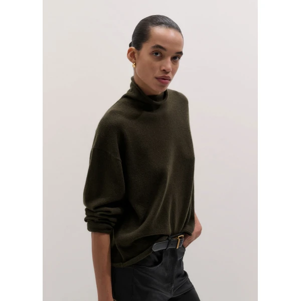 ME+EM High Neck Relaxed Jumper in Rich Olive Green