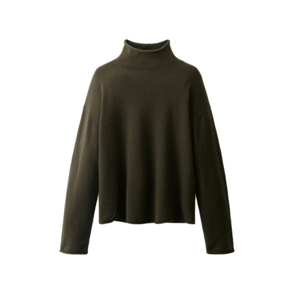 ME+EM High Neck Relaxed Jumper in Rich Olive Green