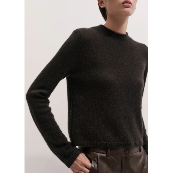 ME+EM High Neck Straight Jumper in Cocoa Brown, view 2 | Sweaters | Coveti