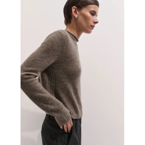 ME+EM High Neck Straight Jumper in Hazelnut Mélange