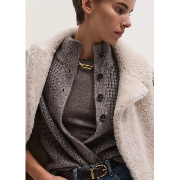 ME+EM High Neck Straight Vest in Heather Brown Mélange